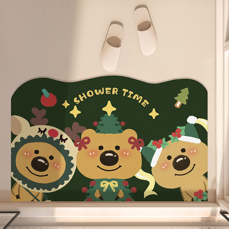 圣诞卡通丝圈门垫进门家用大门口地毯耐脏入户门地垫可裁剪脚垫子,淘宝优惠券,粉丝福利购,淘宝优惠卷