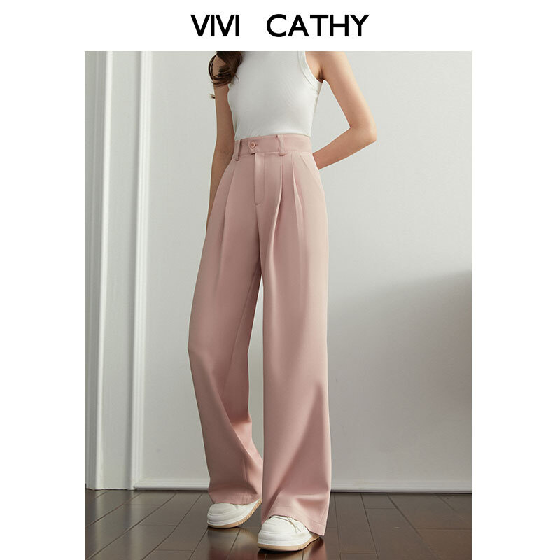 VIVICATHY休闲垂感直筒阔腿裤