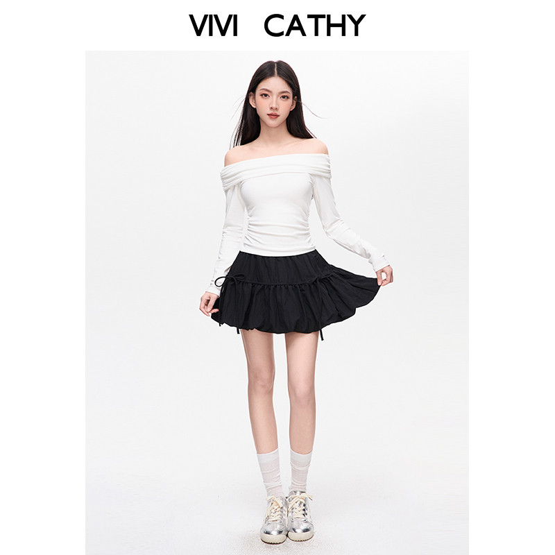 VIVICATHY2026春夏甜美蝴蝶结绑带蓬蓬半身裙女高腰云朵花苞短裙,淘宝优惠券,粉丝福利购,淘宝优惠卷