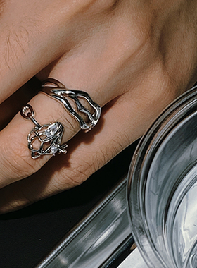 情侣锆石欧美潮流开口戒指