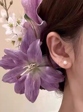 紫藤之恋森系紫色花朵发夹超仙