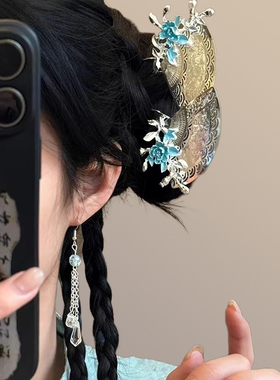新中式古风扇形发簪精致轻奢高级感结婚敬酒服步摇簪子旗袍发饰女