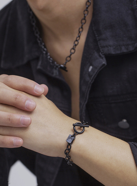 男黑色潮流吊坠手链气质手链