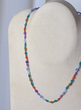 天然石锁骨链无性别手工串珠项链