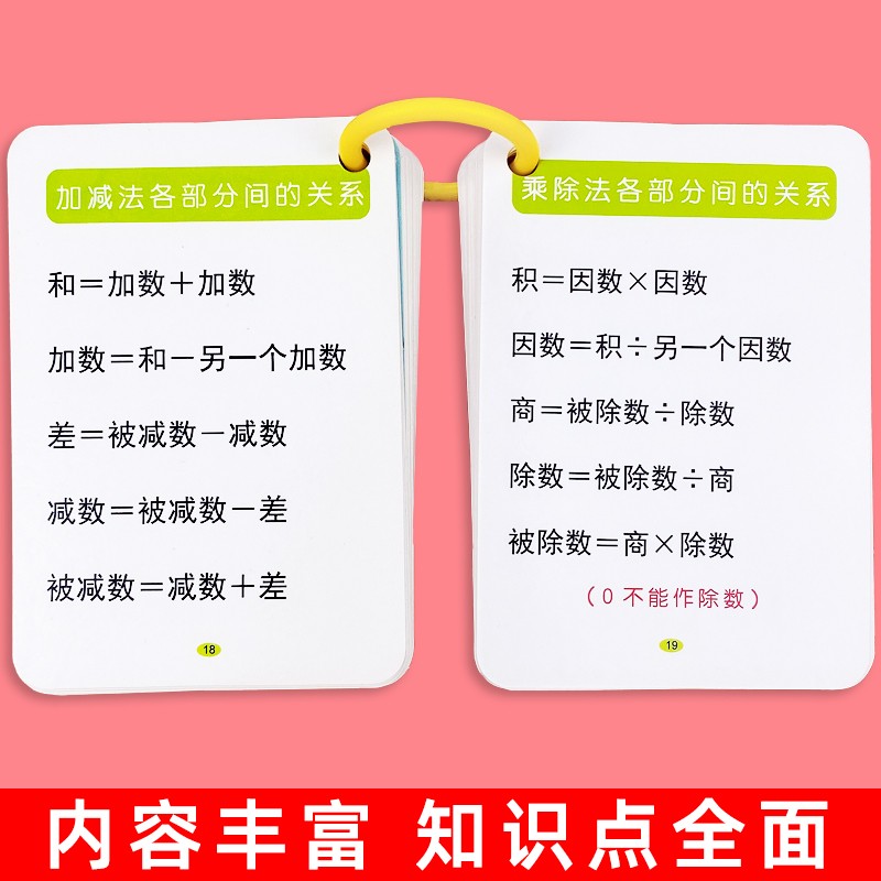 小学生1到6年级数学公式卡片大全人教版定律计算法则知识记忆手卡 - 图2