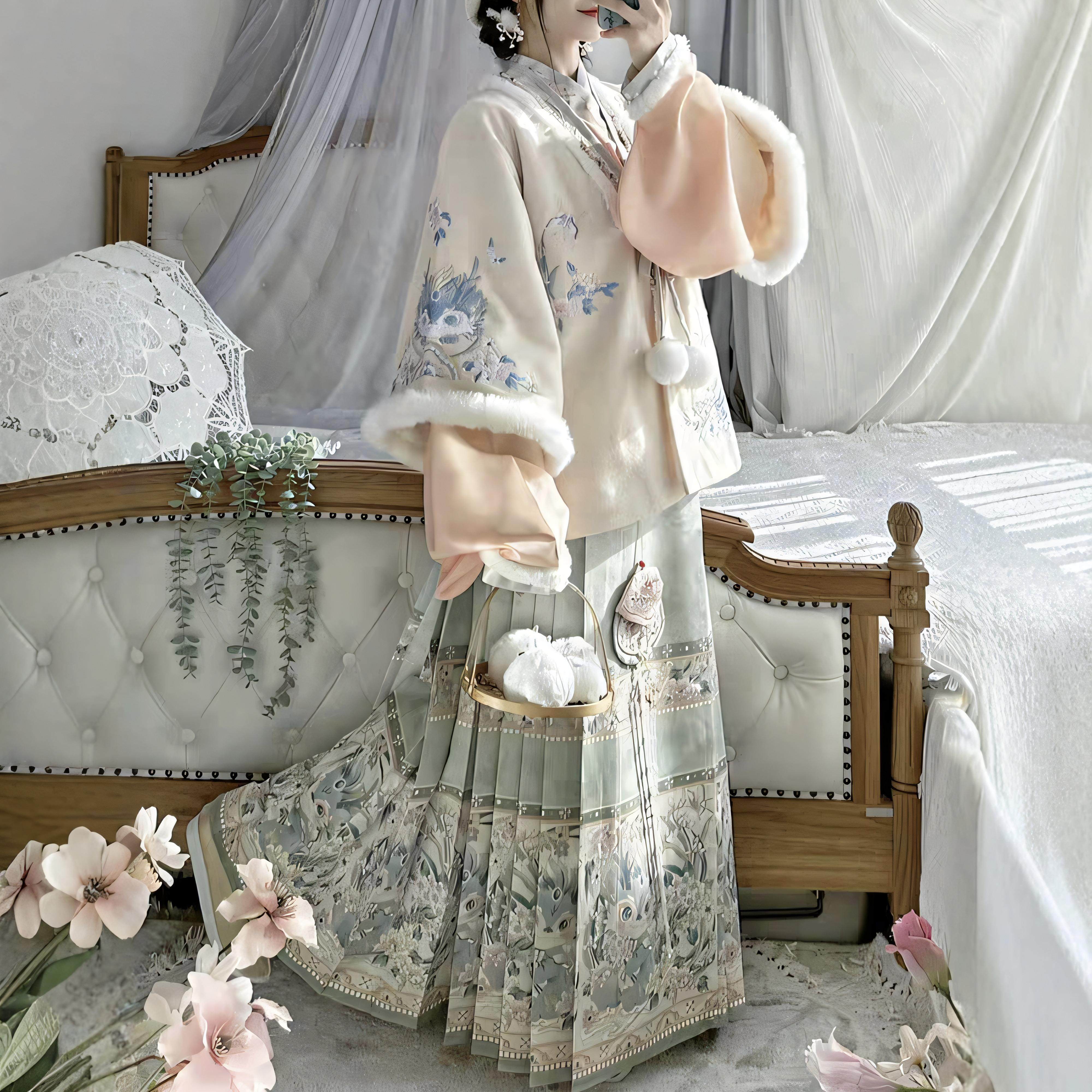 原创汉服女【小龙】明制加绒合领披袄琵琶袖马面裙拜年服套装冬款,淘宝优惠券,粉丝福利购,淘宝优惠卷