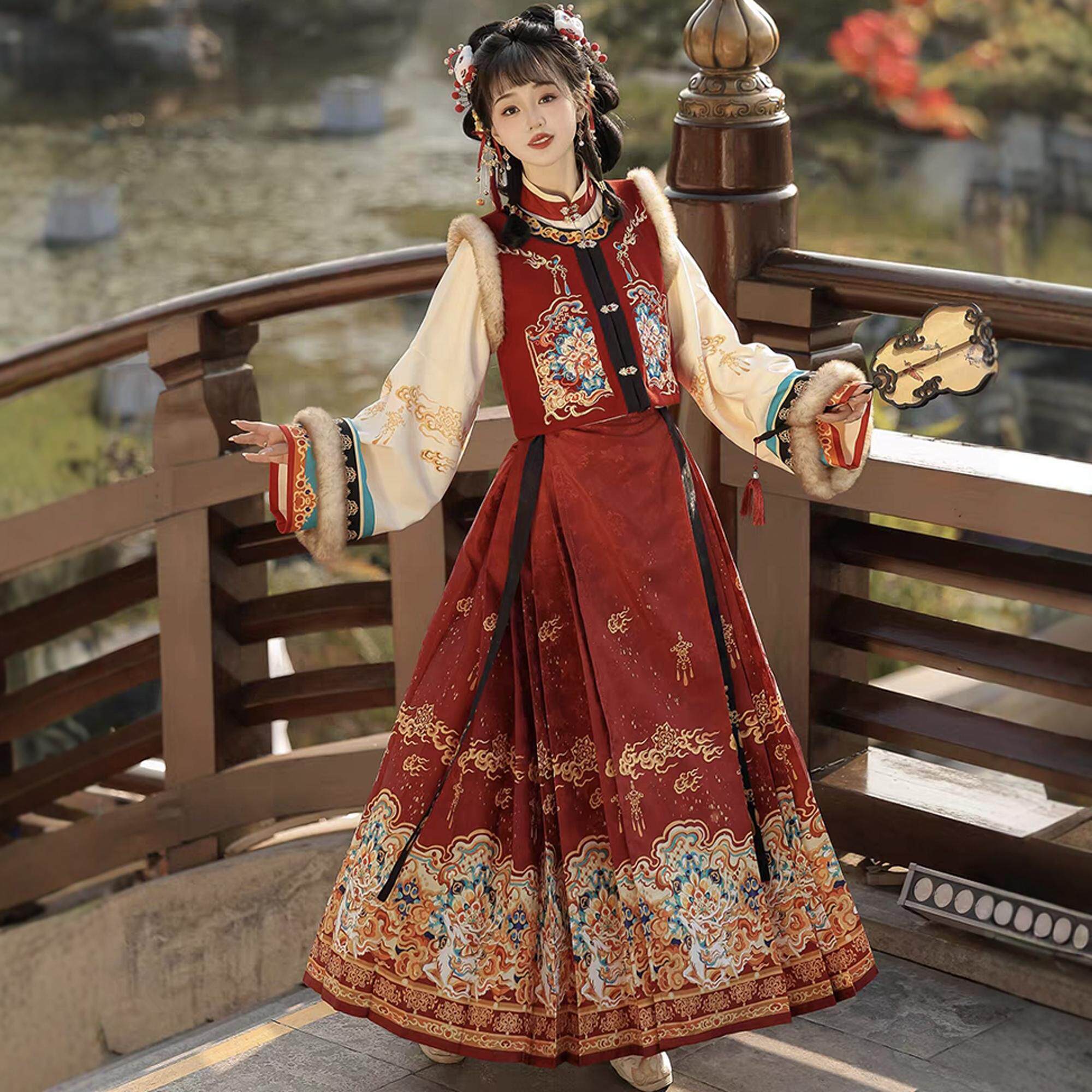 原创汉服女【鹿鼎记】明制加绒马甲新年战袍马年拜年服套装冬季款,淘宝优惠券,粉丝福利购,淘宝优惠卷