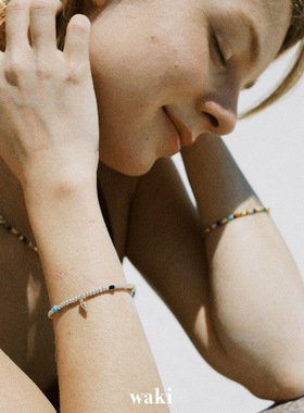 waki 银色沙滩 Silver Beach 银色系轻盈度假感手工串珠手链