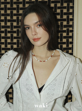 waki 火山石 Lava Rock 春夏百搭天然贝壳度假感手工串珠项链