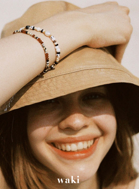 waki 仲夏夜之梦 粉蓝/红黑 两色入百搭串珠细手链