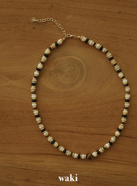waki 富国岛午后 天然石贝壳虎眼手工串珠项链春夏度假感