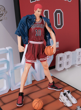 样板间儿童房男孩房灌篮高手篮球主题摆件樱木花道手办装饰画架