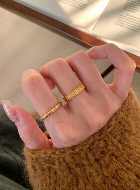 法国coopkoops925银金色蛇骨麦穗戒指女中古设计感秋冬本命年