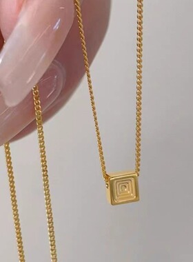 法国coopkoops925银小方丁项链女年新款方牌吊坠简约气质时尚