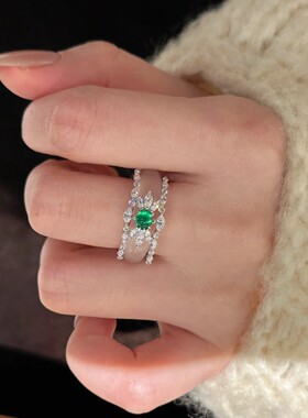 法国coopkoops925银两戴高冰玉髓戒指女时尚个性独特尾戒轻奢