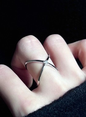 法国coopkoops925通体银四芒星闪指小众设计独特冷淡风正反两戴