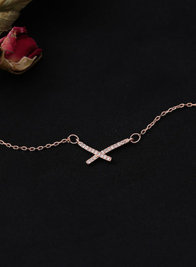 法国coopkoop精致锆石交叉项链简约潮ins个性高级感冷淡风锁骨链