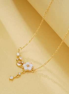 法国coopkoop山茶花锆石项链女新款脖颈链轻奢小众设计高级感