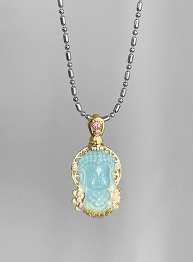 法国CoopKoop锆石冰透宝宝佛项链轻奢精致小巧百搭吊坠小众设计