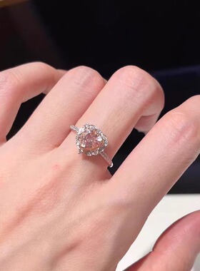 法国coopkoops925银心爱月桂之心戒指女在逃公主淡粉心形锆石