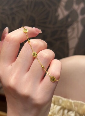 法国coopkoop年新款金色鱼鳞方块手链女轻奢小众设计感手高级感