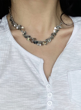 法国chrry koop爱心金属亮片可抽拉项链女个性风潮设计蛇骨链高级