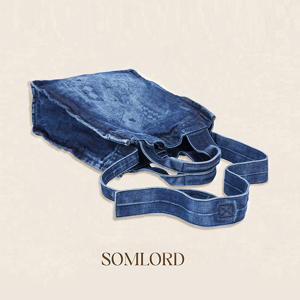 Somlord神洛进口牛仔托特包大容量丹宁牛仔包帆布斜挎包斜挎通勤,淘宝优惠券,粉丝福利购,淘宝优惠卷