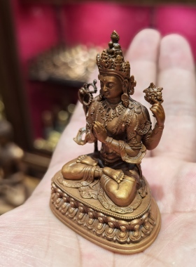 四臂观音/奇木格/结热兹恰协哇/随身佛/5cm紫铜佛像梵天造像摆件