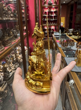 财宝天王/毗沙门/财宝大将/多闻天王/15cm 金铜佛像护法财神摆件