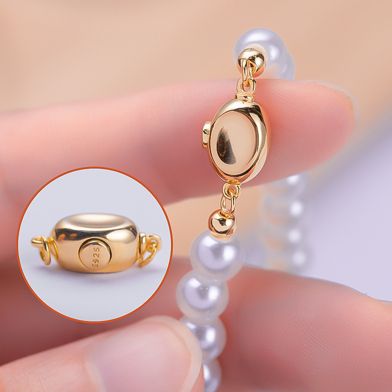 S925纯银珍珠项链扣头配件手工链串珠神连接插棒元宝扣头饰品器女 - 图0