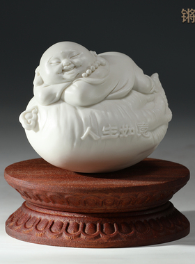 锵锵实木圆形底座佛像观音菩萨莲花座摆件托架家用加高财神供奉台