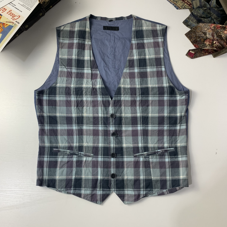 vintage日制古着女马甲棉布童趣马甲格子英伦老钱风文艺马甲-14,淘宝优惠券,粉丝福利购,淘宝优惠卷