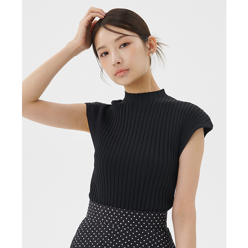 coca复古小高领薄针织上衣女装背心