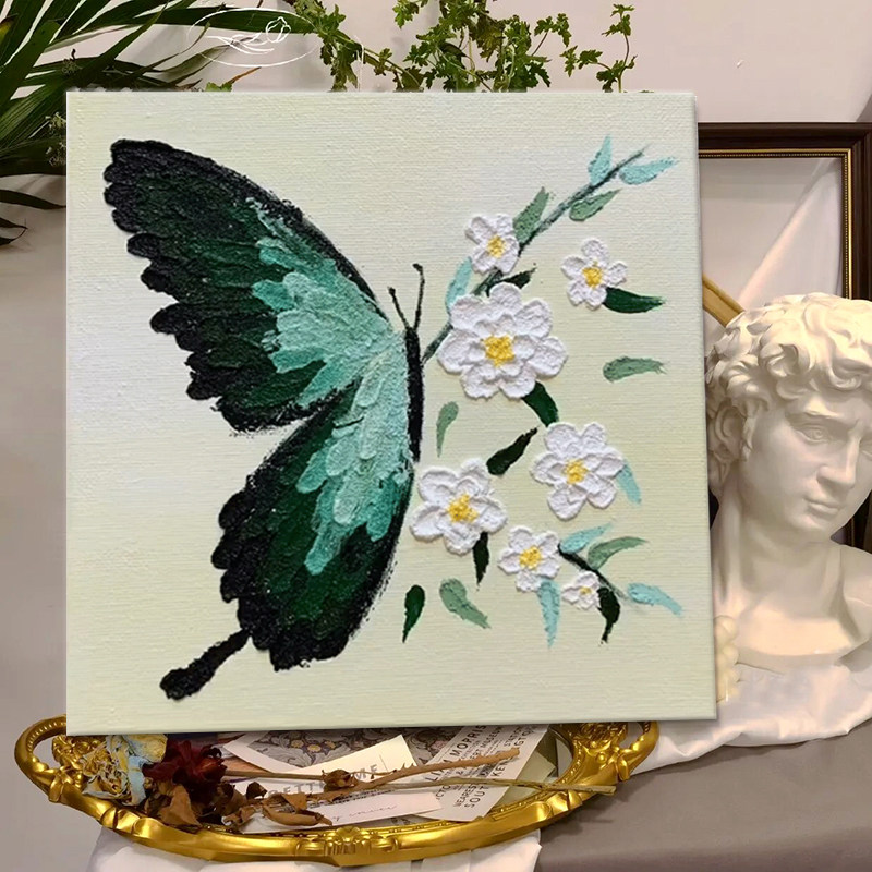 蝴蝶立体肌理画diy手工材料包高级感石英砂丙烯手绘装饰画礼物,淘宝优惠券,粉丝福利购,淘宝优惠卷