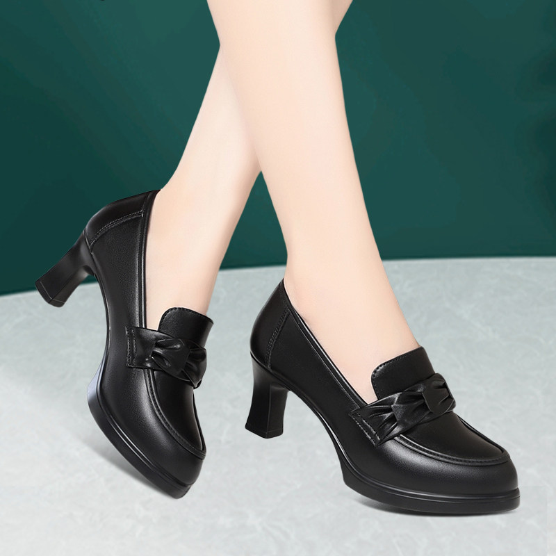 粗跟防水台百搭乐福女鞋防滑耐磨职业工作单鞋厚底一脚蹬深口女鞋,淘宝优惠券,粉丝福利购,淘宝优惠卷