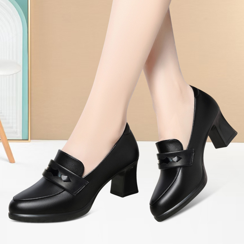 外穿旗袍走秀女鞋高跟时尚深口单鞋粗跟防水台妈妈鞋百搭低帮皮鞋,淘宝优惠券,粉丝福利购,淘宝优惠卷