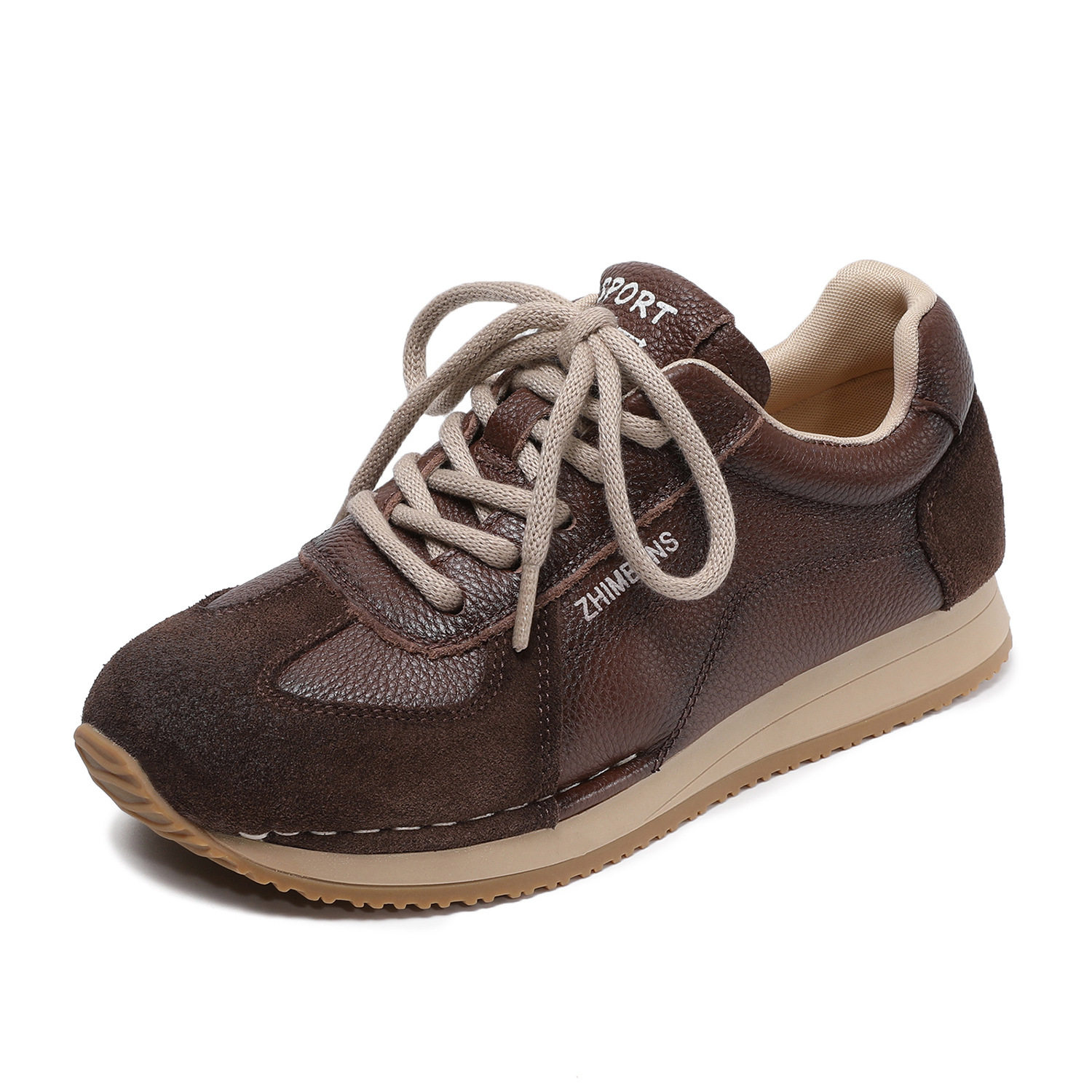 真皮德训鞋女2026春季新款平底复古运动休闲女鞋子百搭爆款阿甘鞋,淘宝优惠券,粉丝福利购,淘宝优惠卷