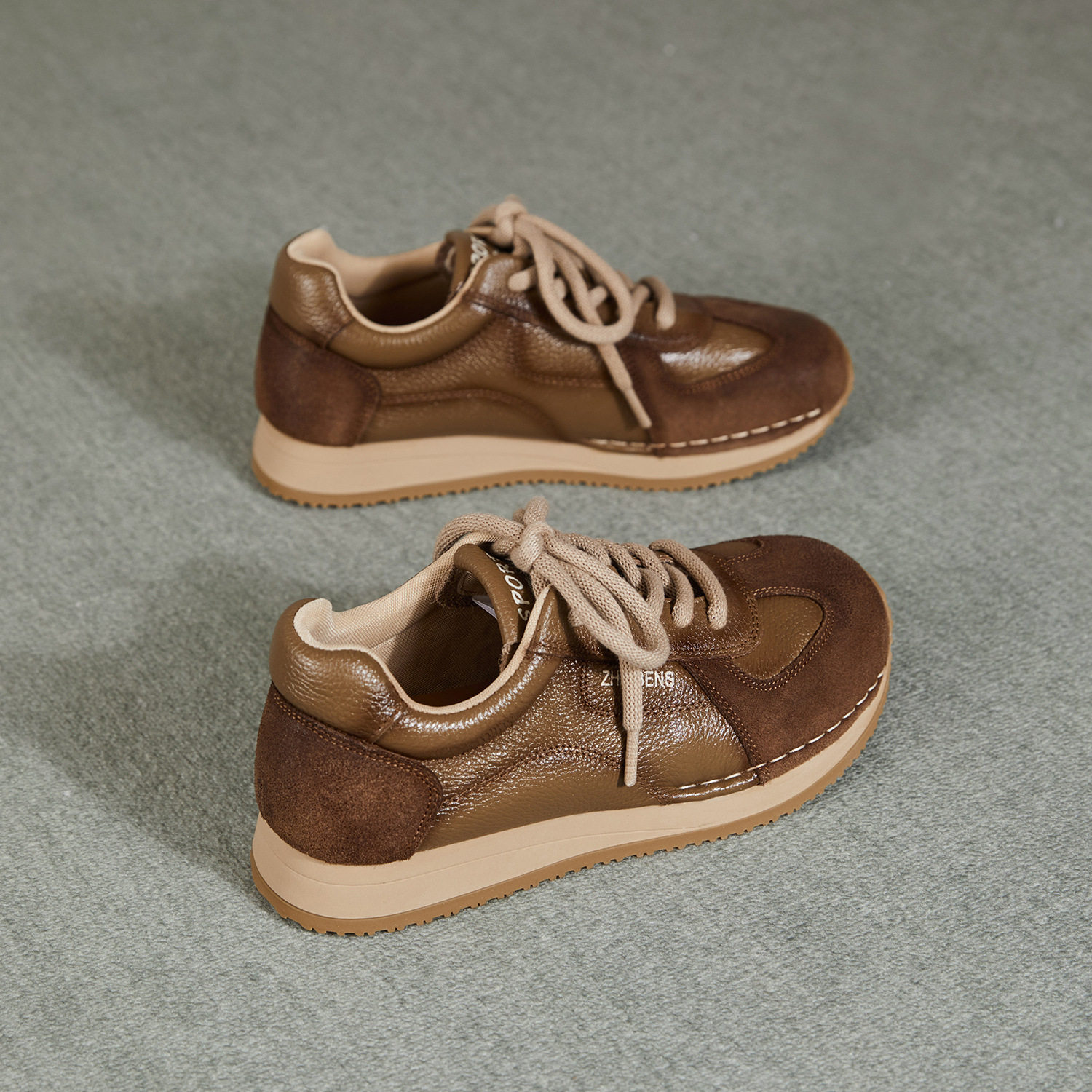 真皮德训鞋女2026春季新款平底复古运动休闲女鞋子百搭爆款阿甘鞋,淘宝优惠券,粉丝福利购,淘宝优惠卷