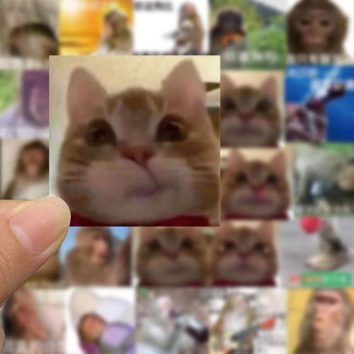 62张歪嘴小猫表情包贴纸网红骚骚猴混合沙雕个性创意装饰防水贴纸 - 图1