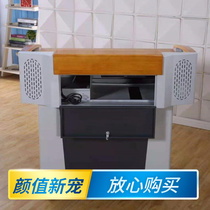 Multimedia lectern Lecture Desk Teaching Chair Desk Desk Steel Campus Podium Table Wood Surface Multifunction Classrooms
