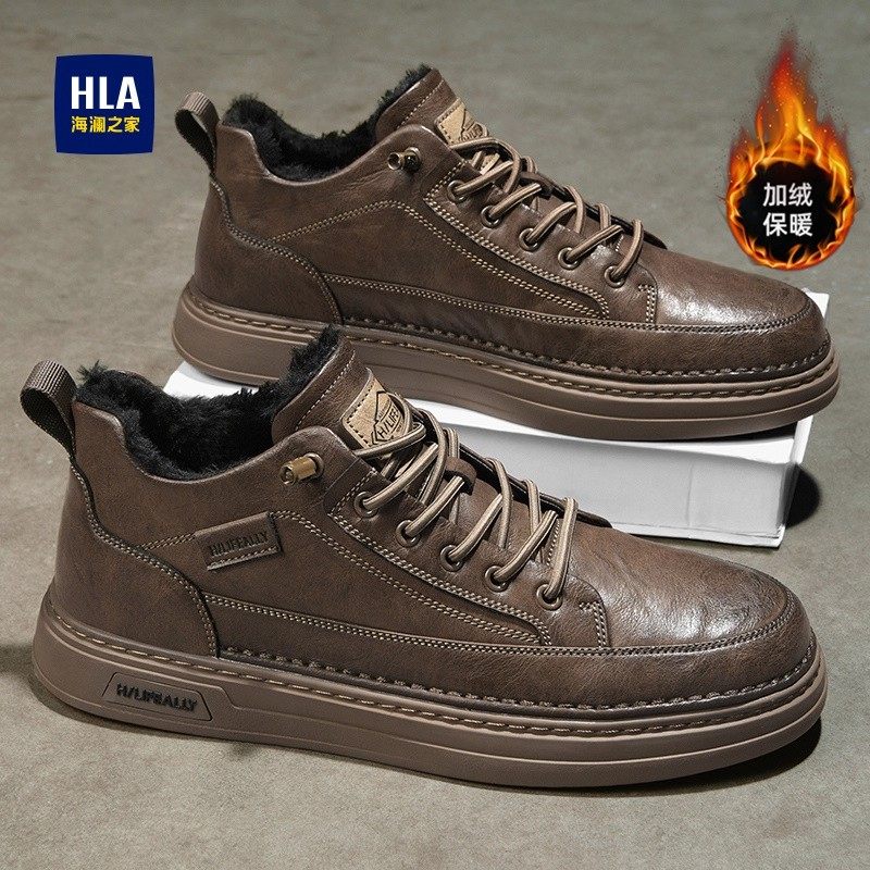 海澜之家男鞋棉鞋一脚蹬休闲鞋子黑色加绒加厚保暖冬季皮鞋板鞋男,淘宝优惠券,粉丝福利购,淘宝优惠卷