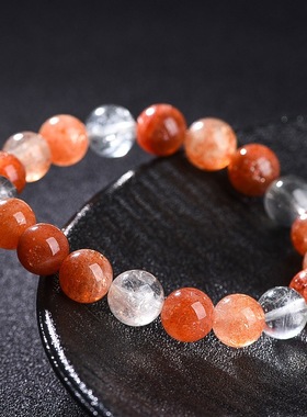 跨境蓓蓓福水晶 天然阿鲁沙手链 绿柱石圆珠老矿阿鲁沙金草莓