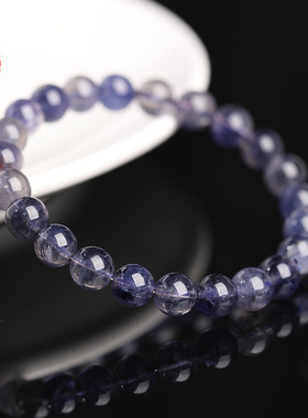 跨境蓓蓓福  天然堇青石圆珠手链  血滴堇青石手串  紫色水晶