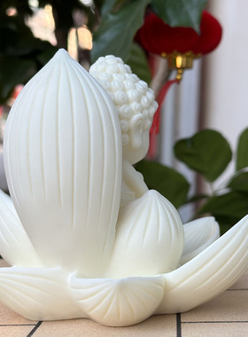 跨境商海经象牙果雕刻九瓣莲花宝宝佛家居客厅办公桌面木质