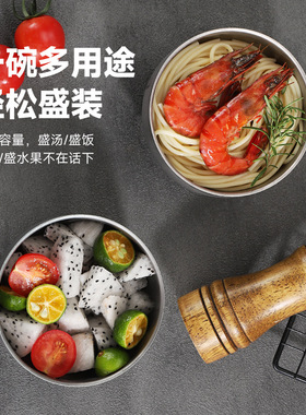 纯钛灰米仓碗双层饭碗隔热防烫食品级钛碗居家户外露营便携钛餐具