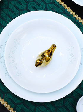 景德镇高白瓷玲珑餐具健康釉下彩碗盘组合餐具碗碟家用送礼乔迁