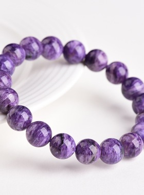 跨境蓓蓓福水晶 天然紫龙晶圆珠手链 紫色龙晶石手串紫龙晶手链