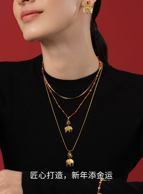 Neverfar象阳而生扁蛇骨链项链女毛衣链素链简洁高级感厚镀18k金