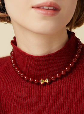 【官方立享88折】小桃同款Neverfar红玛瑙项链串珠新中式项链女