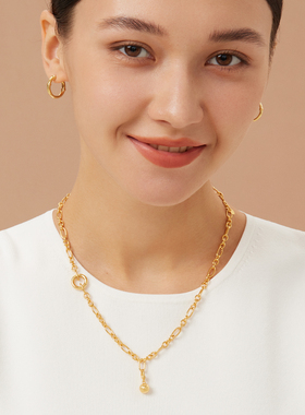 neverfar铜镀18K金链条项链